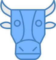 vaca línea lleno azul icono vector