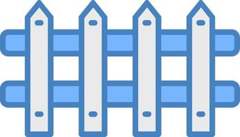 Fence Line Filled Blue Icon vector
