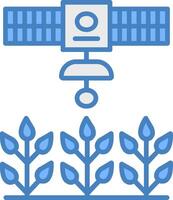 Satellite Crop Monitoring Line Filled Blue Icon vector