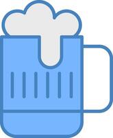 cerveza línea lleno azul icono vector