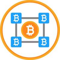 bitcoin bloques plano circulo icono vector