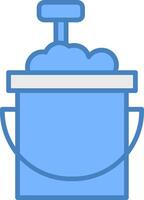 Sand Bucket Line Filled Blue Icon vector