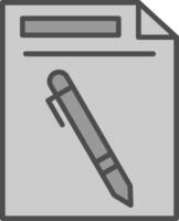 Pen And Paper Line Filled Greyscale Icon Design vector