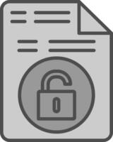 Unsecure File Line Filled Greyscale Icon Design vector