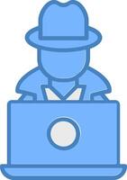 Hacker Line Filled Blue Icon vector