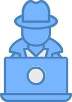 Hacker Line Filled Blue Icon vector