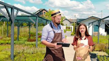 agriculture environmental protection. Farmers inspect plants and keep records of the farm and plants video