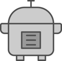 Rice Cooker Line Filled Greyscale Icon Design vector