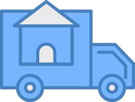 Moving Service Line Filled Blue Icon vector