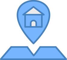 Location Line Filled Blue Icon vector