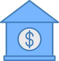 Mortgage Loan Line Filled Blue Icon vector