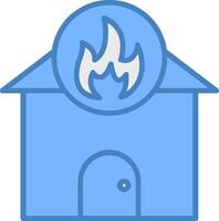 Home Fire Line Filled Blue Icon vector