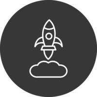 Rocket Launch Line Inverted Icon Design vector
