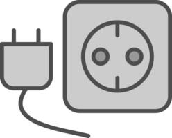 Plug And Socket Line Filled Greyscale Icon Design vector
