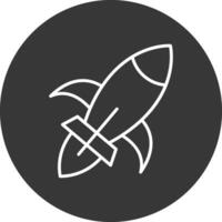 Rocket Ship Line Inverted Icon Design vector