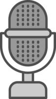 micrófono línea lleno escala de grises icono diseño vector