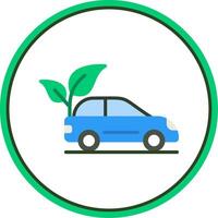 Eco Car Flat Circle Icon vector