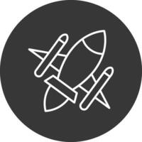 Rocket Ship Line Inverted Icon Design vector