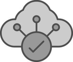 nube línea lleno escala de grises icono diseño vector