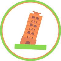 Pisa Tower Flat Circle Icon vector