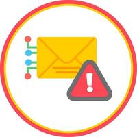 Warning Mail Flat Circle Icon vector