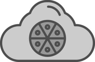 nube línea lleno escala de grises icono diseño vector