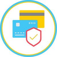 Secure Debit Card Flat Circle Icon vector