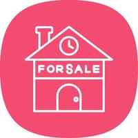 Home For Sale Line Curve Icon Design vector