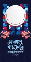 United States Independence Day banner in colorful modern geometric style. USA National Day greeting card cover on 4th of July with country flag. Vertical backgrounds for celebrating national holidays vector