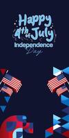 United States Independence Day banner in colorful modern geometric style. USA National Day greeting card cover on 4th of July with country flag. Vertical backgrounds for celebrating national holidays vector