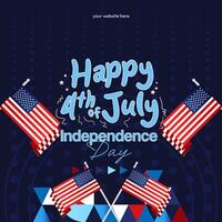 United States Independence Day square banner in colorful modern geometric style. USA National Day greeting card cover on 4th of July with country flag. Backgrounds for celebrating national holidays vector