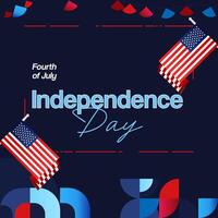 United States Independence Day square banner in colorful modern geometric style. USA National Day greeting card cover on 4th of July with country flag. Backgrounds for celebrating national holidays vector