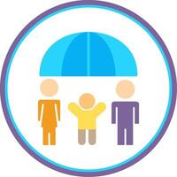 Family Health Insurance Flat Circle Icon vector