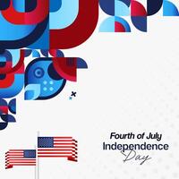 United States Independence Day square banner in colorful modern geometric style. USA National Day greeting card cover on 4th of July with country flag. Backgrounds for celebrating national holidays vector