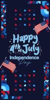 United States Independence Day banner in colorful modern geometric style. USA National Day greeting card cover on 4th of July with country flag. Vertical backgrounds for celebrating national holidays vector