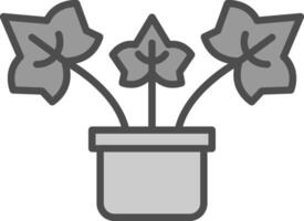 English Ivy Line Filled Greyscale Icon Design vector