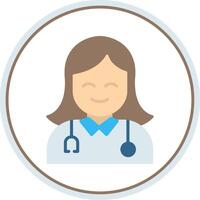 Female Doctor Flat Circle Icon vector