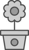 Flower Pot Line Filled Greyscale Icon Design vector