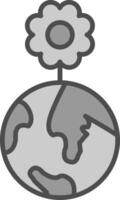 World Line Filled Greyscale Icon Design vector