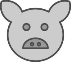 Pig Line Filled Greyscale Icon Design vector