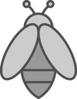 abeja línea lleno escala de grises icono diseño vector