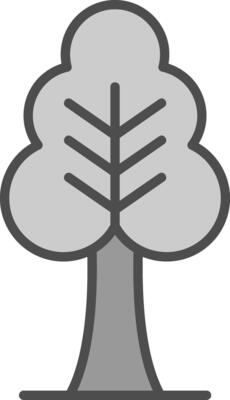 Tree Line Filled Greyscale Icon Design