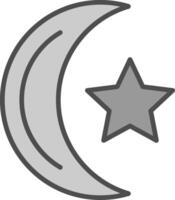 Moon Line Filled Greyscale Icon Design vector