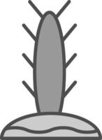 cactus línea lleno escala de grises icono diseño vector