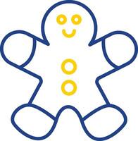 Gingerbread Man Line Two Colour Icon Design vector