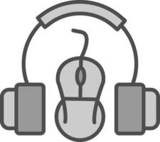 Headset Line Filled Greyscale Icon Design vector