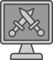 Monitor Screen Line Filled Greyscale Icon Design vector