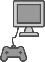 monitor línea lleno escala de grises icono diseño vector
