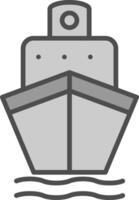 barco línea lleno escala de grises icono diseño vector