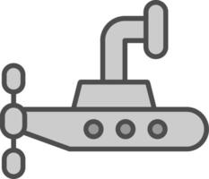 submarino línea lleno escala de grises icono diseño vector